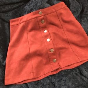 Burgundy Red Forever 21 Button Skirt